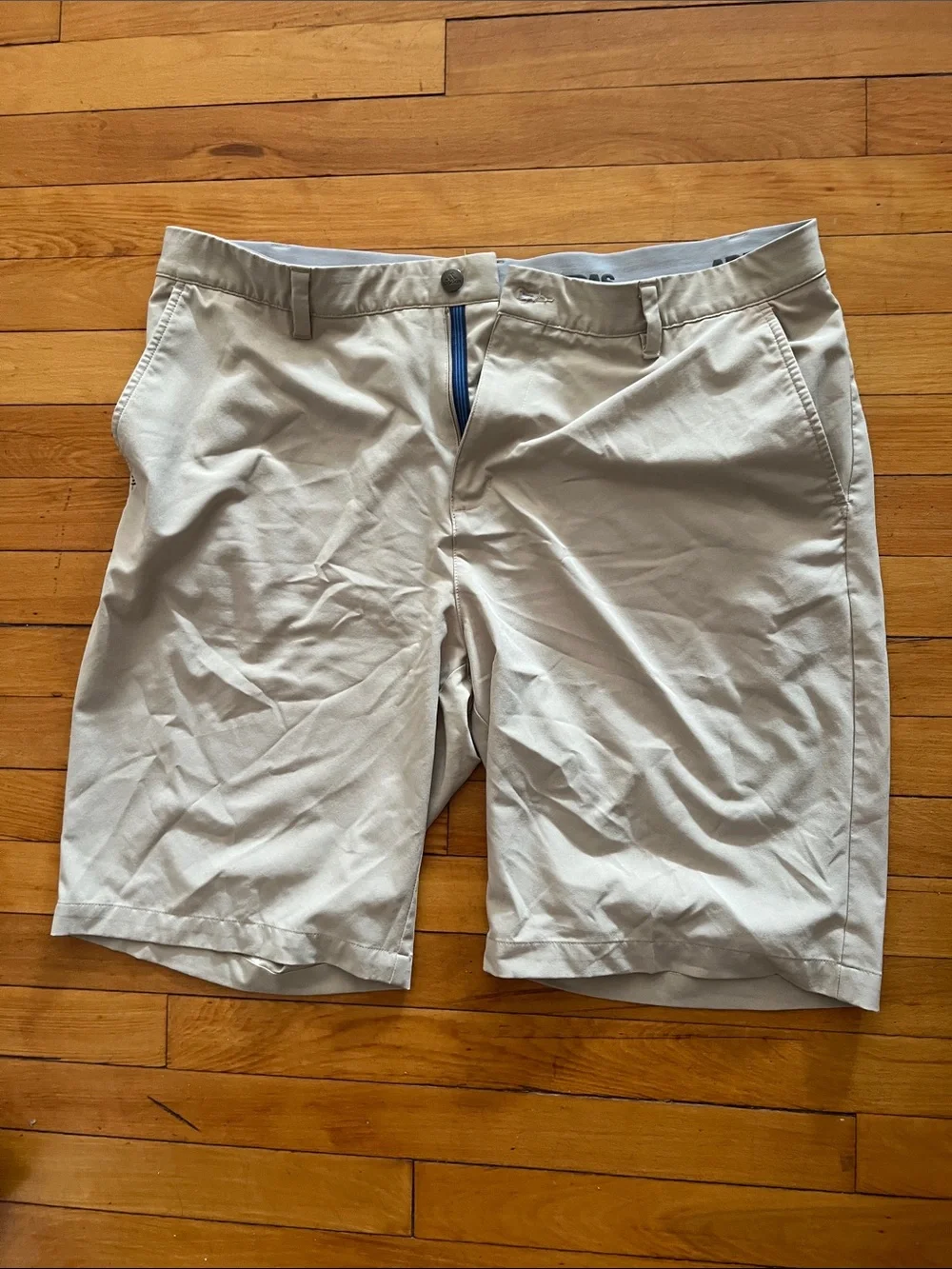 adidas Men’s Khaki Performance Chinos shorts with Branded Waistband 38 waist